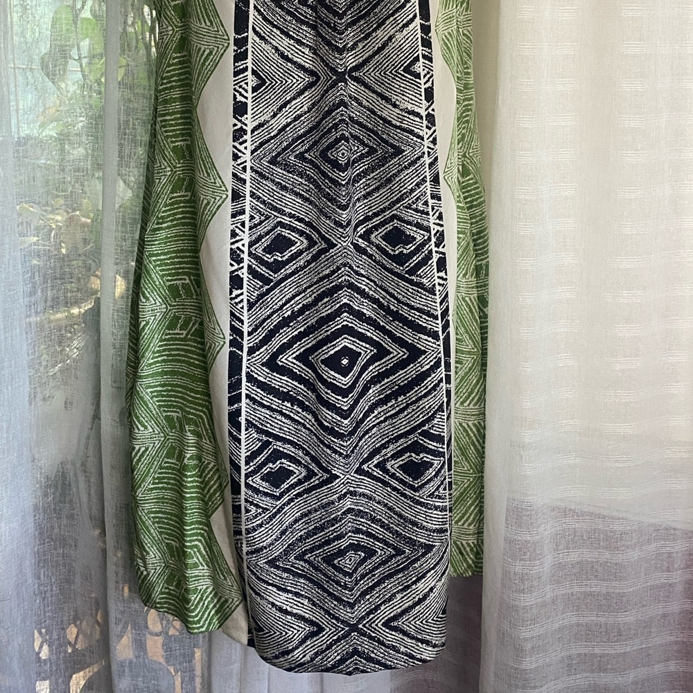 Banana Republic 100% Silk Green and Black Sleeveless Dress Size Large - Picture 2 of 8